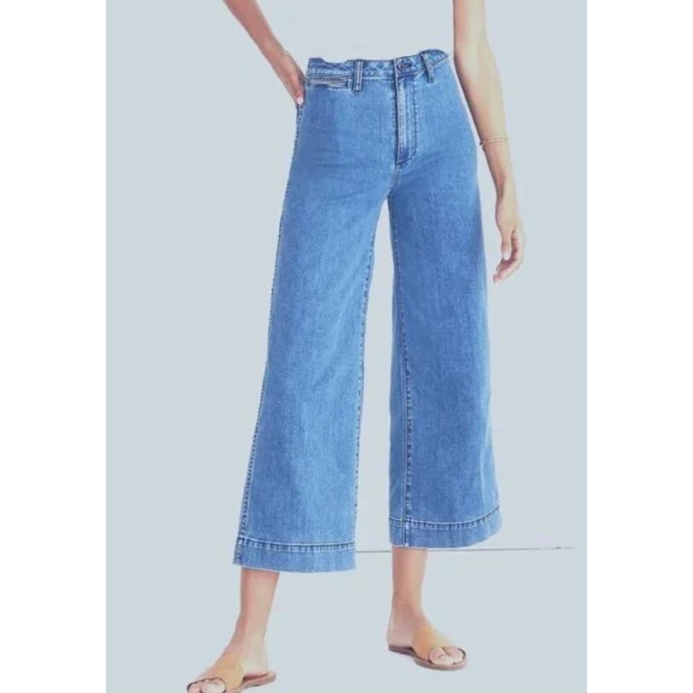 OAT New York Ultra-Wide-Leg High-Rise Crop Jeans Size 10 / 30 - Picture 9 of 9